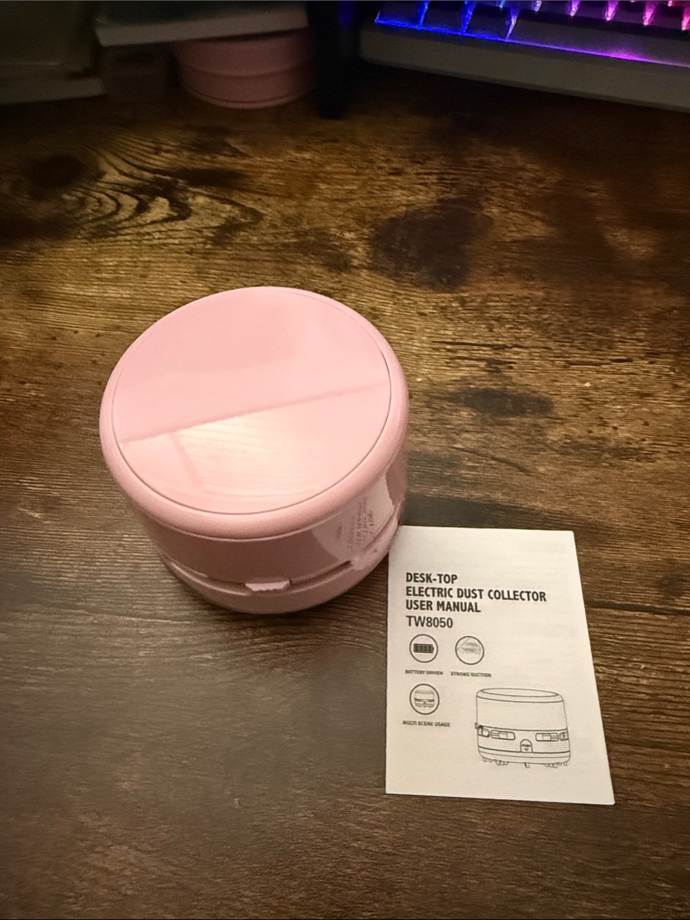 Pink Desk-Top Electric Dust Collector - Compact Desk Vacuum